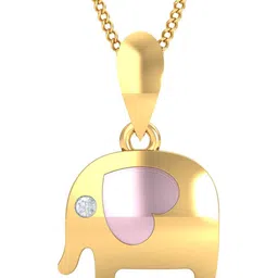 KUBERBOX Baby Elephant 18KT Gold Diamond Studded Pendant-1.17gm-picture-24