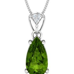 KUBERBOX Bohdan 18KT White Gold Diamond Peridot Pendant-1.32gm-picture-24