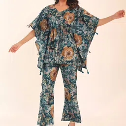 KAORI BY SHREYA AGARWAL Floral Printed V-Neck Kaftan Top With Trouser Co-Ords-picture-38