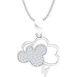 KUBERBOX 18KT White Gold Diamond-Studded Whimsical Thunderstorm Pendant- 1.08gm-image-83