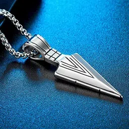 MEENAZ Men Silver-Plated Arrow-Shaped Pendant With Chain image 5