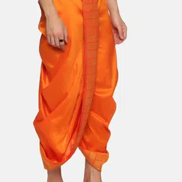 Sethukrishna Men Orange Printed Dhoti image 2