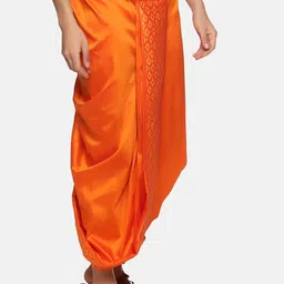 Sethukrishna Men Orange Printed Dhoti image 2