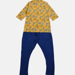 Cute Couture Boys Floral Printed Angrakha Kurta With Pyjamas image 5