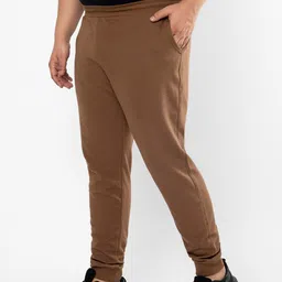 Instafab Plus Men Brown Solid Cotton Joggers image 5
