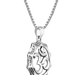 GIVA Men 925 Silver Graceful Om Pendant With Box Chain image 5
