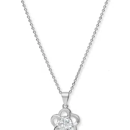 GIVA 925 Sterling Silver Rhodium Plated Shimmering Bloom Pendant With Link Chain image 4