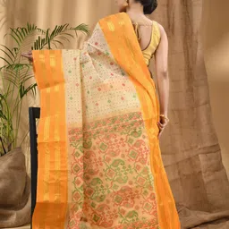 DESH BIDESH Ethnic Motifs Printed Zari Pure Cotton Taant Saree image 3