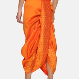 Sethukrishna Men Orange Printed Dhoti image 3