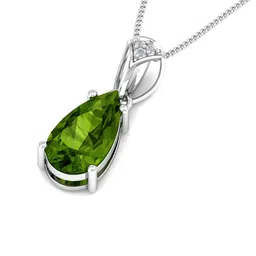 KUBERBOX Bohdan 18KT White Gold Diamond Peridot Pendant-1.32gm image 2
