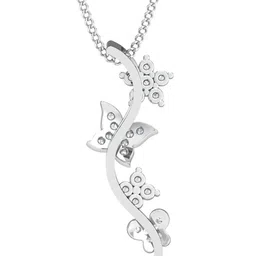 KUBERBOX 18KT White Gold Diamond-Studded Flutter & Floral Pendant - 0.81 gm image 2