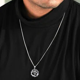 GIVA Men 925 Silver Graceful Om Pendant With Box Chain image 3