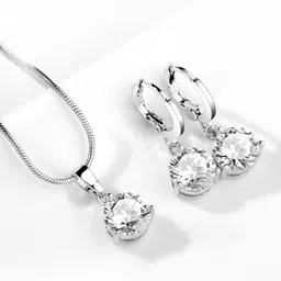 Jewels Galaxy Silver-Plated Cubic Zirconia-Studded Jewellery Set image 4