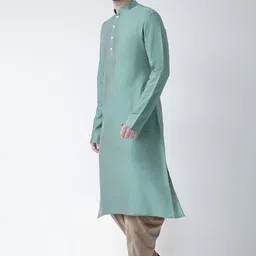 KISAH Men Green Kurta with Dhoti Pant image 4