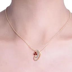 KUBERBOX Etreinte 18KT Gold Diamond-Studded Ruby Pendant- 1.82 gm image 4