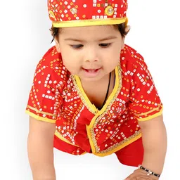 LITTLE GINNIE Boys Ethnic Motifs Printed Regular Kurta with Dhoti Pants image 5