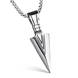 MEENAZ Men Silver-Plated Arrow-Shaped Pendant With Chain image 4