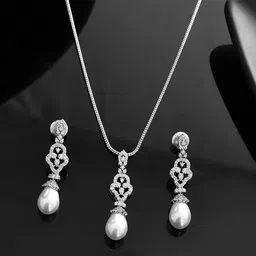 Voylla Rhodium-Plated CZ-Studded Jewellery Set-picture-17