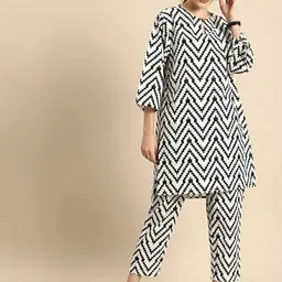 KALINI Chevron Printed Kurta With Trouser-picture-14