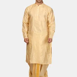 Sethukrishna Zari Mandarin Collar Straight Kurta with Dhoti Pants image 1