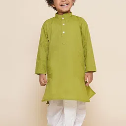 Sethukrishna Boys Mandarin Collar Long Sleeves Pure Cotton Kurta With Dhoti Pants-image-56