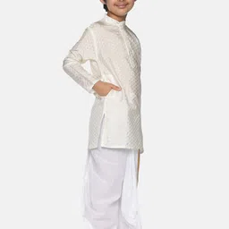 Sethukrishna Mandarin Collar Geometric Self Design Zari Kurta with Dhoti Pants image 4