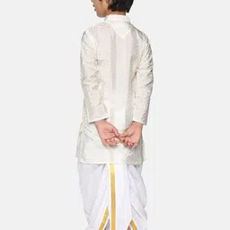 Sethukrishna Mandarin Collar Geometric Self Design Zari Kurta with Dhoti Pants image 5
