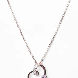 Clara 92.5 Sterling Silver Rose Gold-Plated CZ-Studded Heart Pendant With Chain image 4