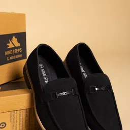 Nine Steps Men's Suede Loafers with Metal Buckle Premium Casual Shoes for Men Loafers For Men-picture-17