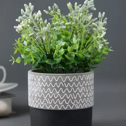 TAYHAA Grey & Black Wave Textured Ceramic Planter-picture-22