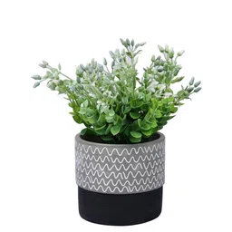 TAYHAA Grey & Black Wave Textured Ceramic Planter image 2