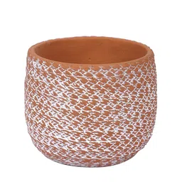 TAYHAA Rust Orange & White Textured Ceramic Planter image 5