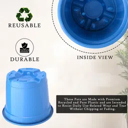 Kuber Industries 4 Pcs Green & Blue Lightweight Planters image 3