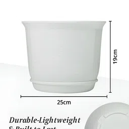 Kuber Industries White 2 Pieces Flower Pot Planters With Tray image 4