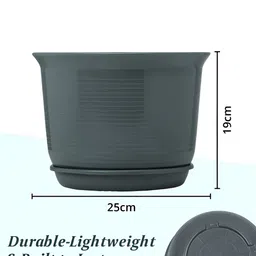 Kuber Industries White & Grey 4 Pieces Flower Pot Planters With Tray image 4