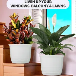 Kuber Industries White 5 Pieces Flower Pot Planters With Tray image 5