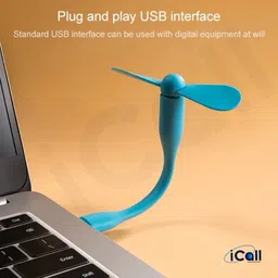 icall Combo of 2 Pis Flexible USB Fan- Emergency Combo use with Power bank, Laptop, Computer and any USB Port Led Light image 3