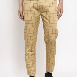 JAINISH Men Mid Rise Checked Pure Cotton Track Pant image 1