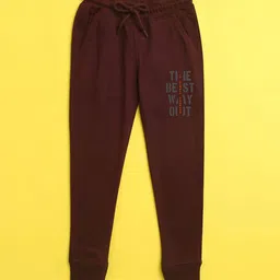 NUSYL Kids Burgundy Typography Printed Joggers-picture-46