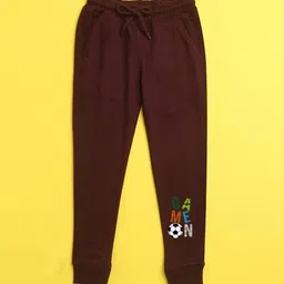NUSYL Kids Burgandy text printed Joggers-picture-49