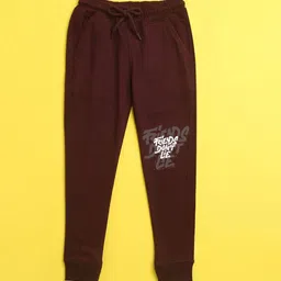 NUSYL Kids Burgundy Typography Printed Joggers image 1