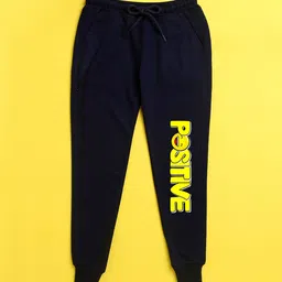 NUSYL Kids Navy Blue Printed Polyester Regular Fit Joggers-picture-57