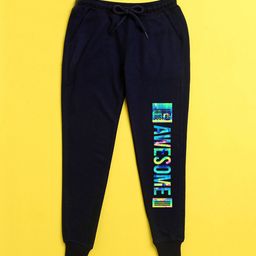 NUSYL Kids Navy Blue Printed Joggers-picture-15