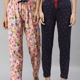 Kryptic Women Pack Of 2 Printed Pure Cotton Lounge Pants-picture-20
