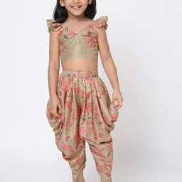 LIL DRAMA Girls Printed Top With Dhoti Pants-picture-5