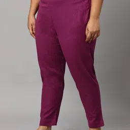 W Women Purple Slim Fit Trousers image 2