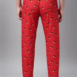 Joven Men Red & Black Printed Cotton Lounge Pants image 4