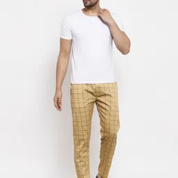 JAINISH Men Mid Rise Checked Pure Cotton Track Pant image 4