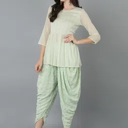 VAHSON Embroidered Gotta Patti Empire A-Line Top with Dhoti Pants image 2