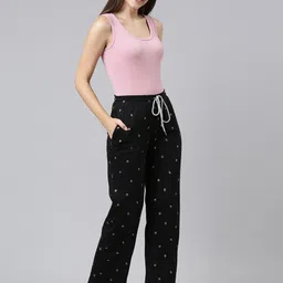 Kryptic Women Relaxed Fit Printed Cotton Parallel-Fit Lounge Pants image 5